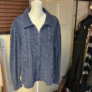 Cabela’s Blue braided sweater. Not light. Heavy sweater for winter or fall. EUC